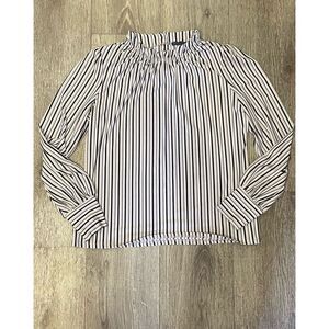 Adrianna Papell Medium Striped Mock Turtle Neck Blouse Medium
